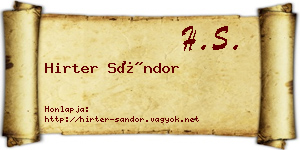 Hirter Sándor névjegykártya
